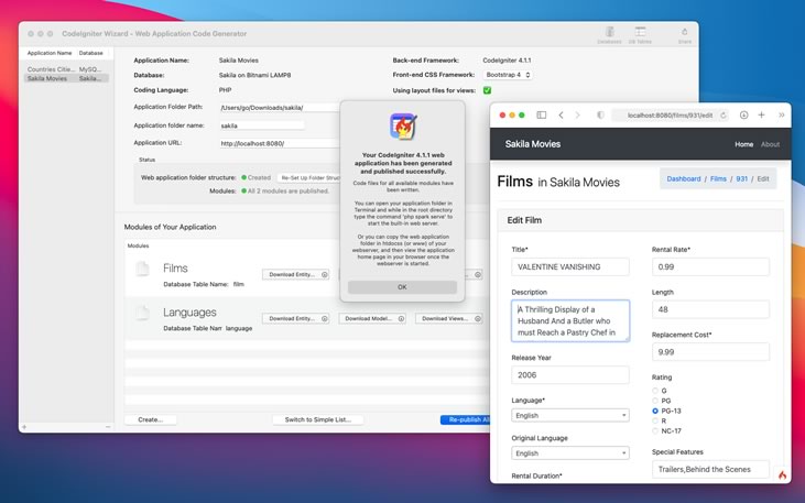 CodeIgniter Wizard screenshot