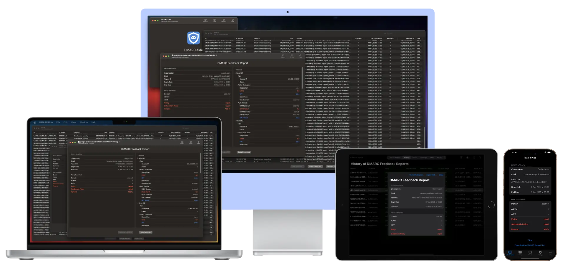 DMARC Aide on Various Apple Devices