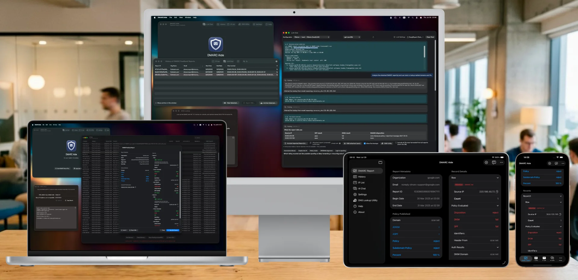 DMARC Aide on iPhone, iPad, and Mac