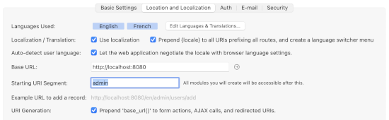 Editing Location and Localization in Web Application Settings